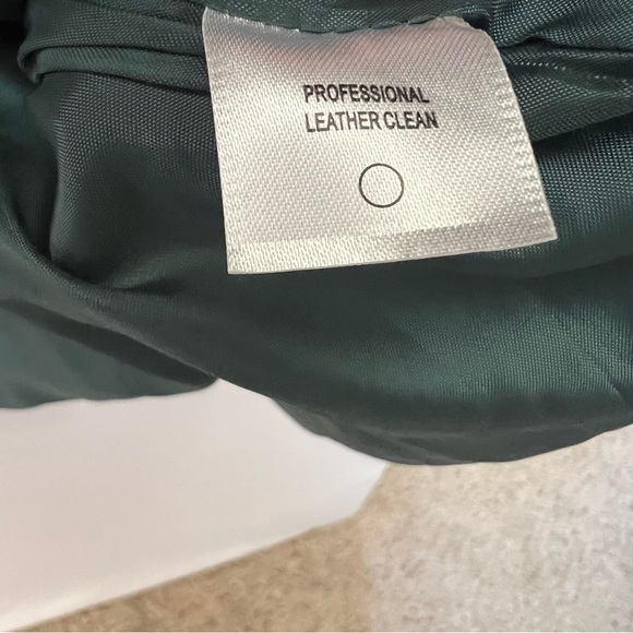 Vintage Via Accenti Dark Green Leather Jacket Button Front Coat Womens Sz 30W - Picture 9 of 11